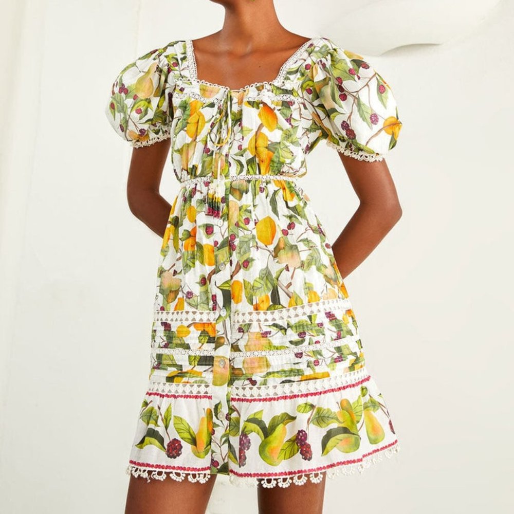 NEW Farm Rio Off-White Fruit Orchard Mini Dress size M #1282